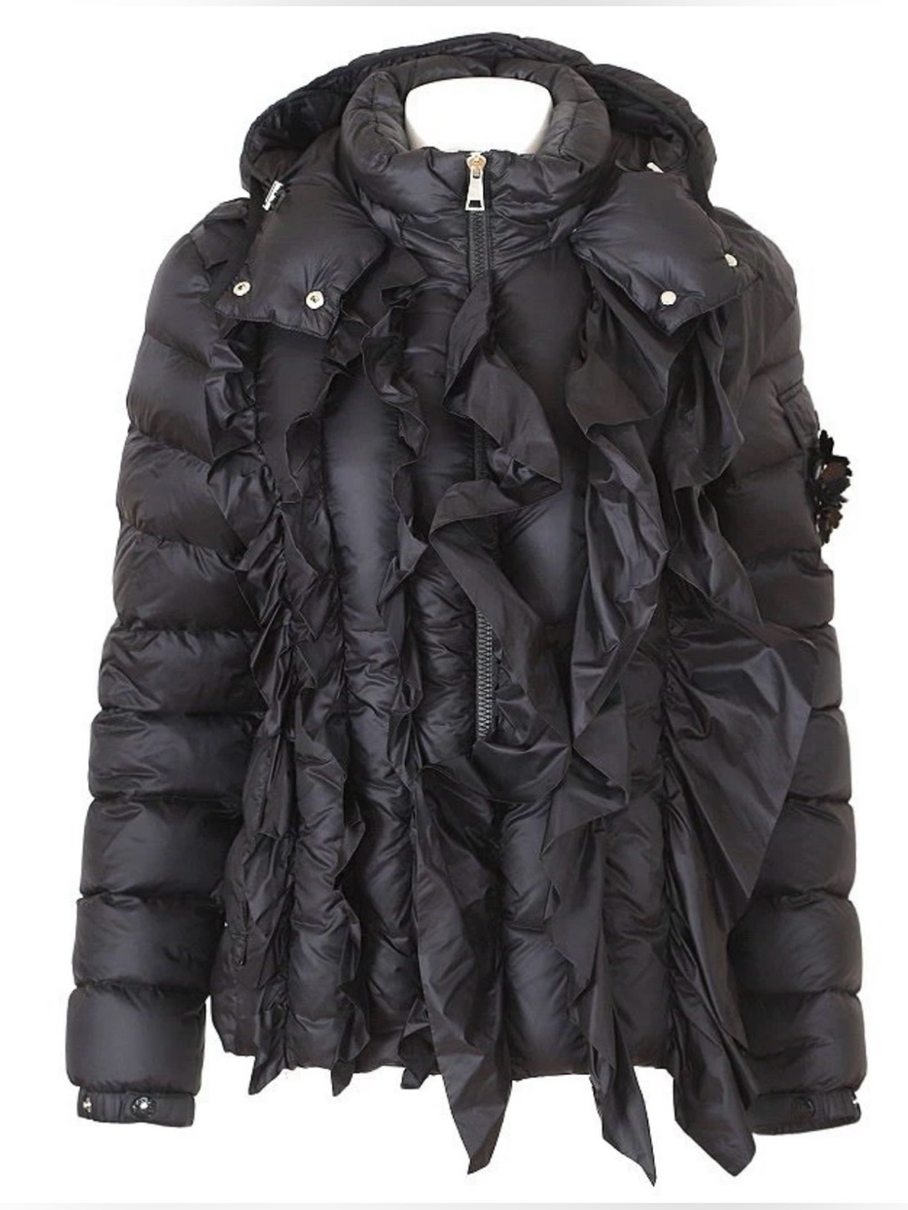Moncler Genius Simone Rocha Darcy Ruffle Après Ski Down Jacket Coat sz 2 Med